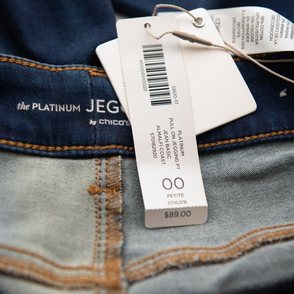 Chico's Platinum Jeggings Spandex Denim Stretch Pull On Blue Size 00 P (XS) New - Picture 4 of 8